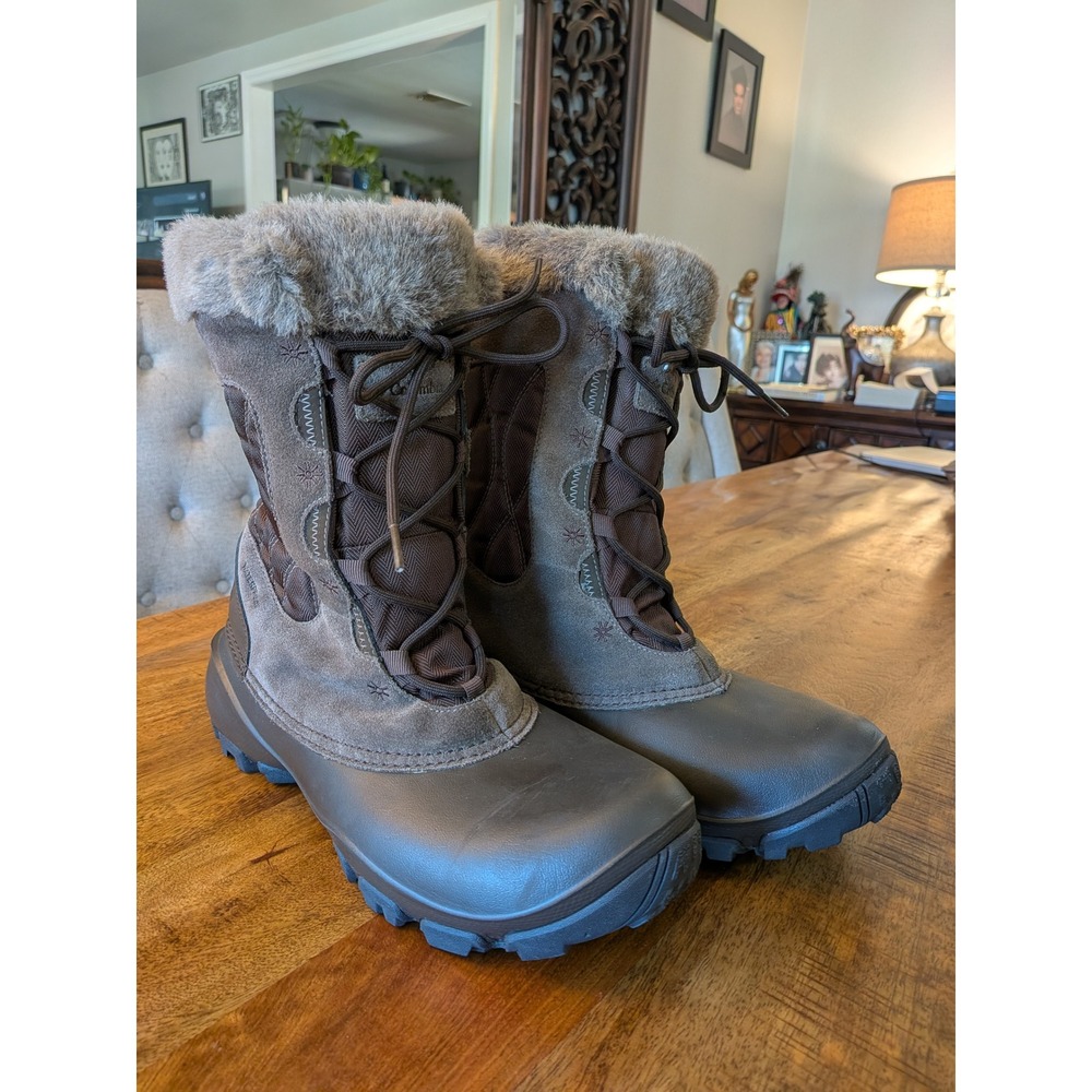Columbia Sierra Summette IV Waterproof Winter Boots Brown Faux Fur Size 10